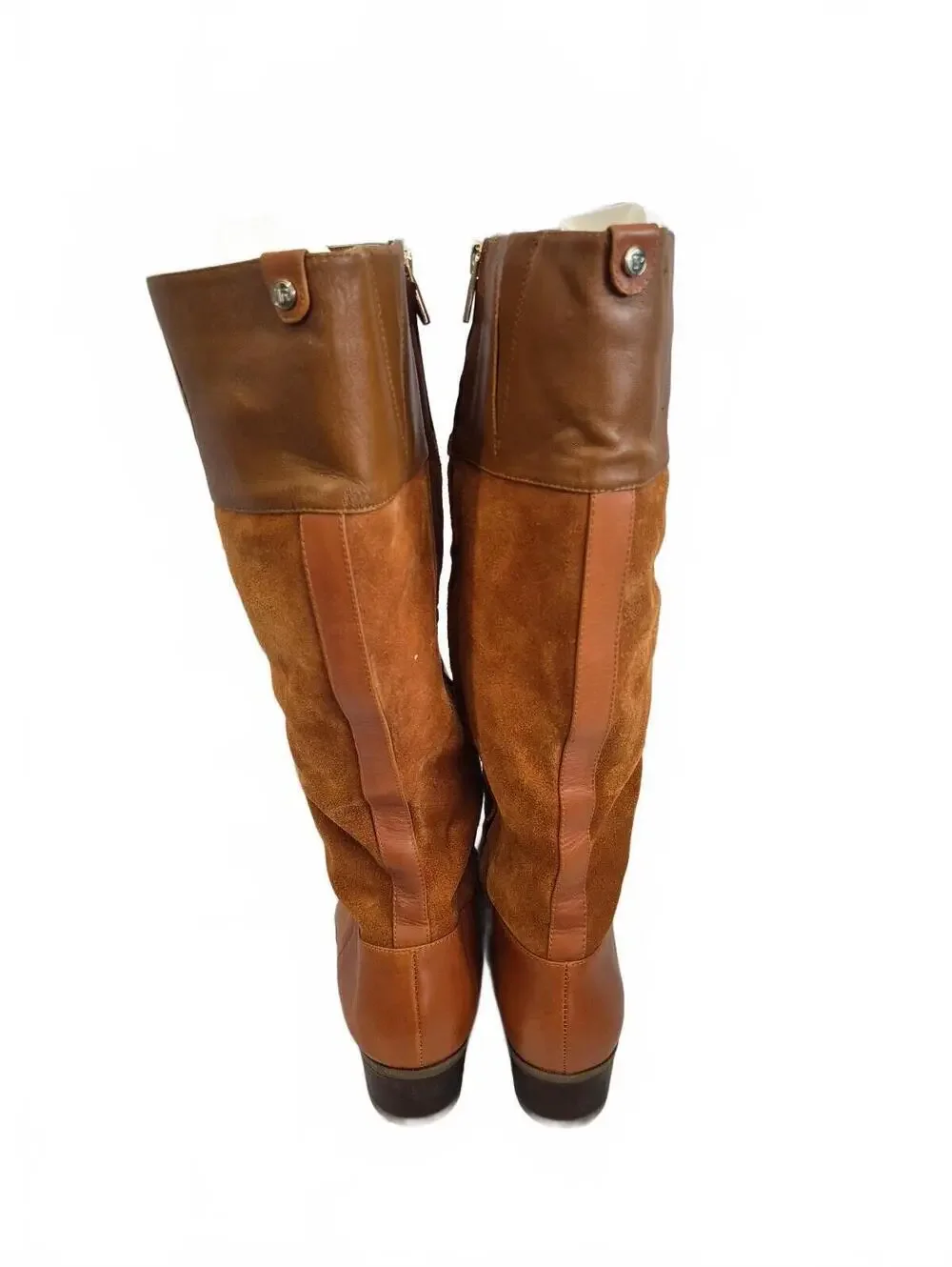 TARYN ROSE Greir Brown Leather & Suede Knee High Riding Boots Size 9.5B